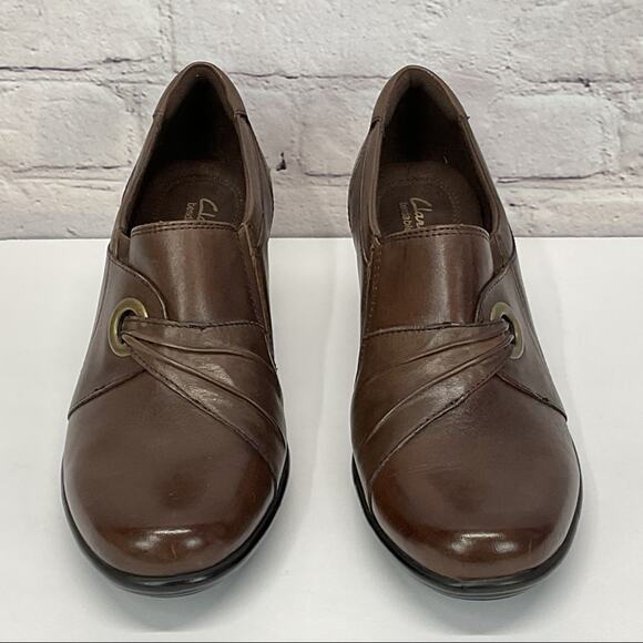 Clarks Bendables Women's Size 11 Brown Leather Ruching Minimalist Shootie Casual - Picture 7 of 12